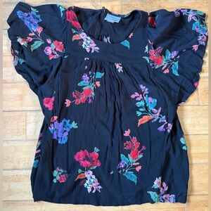 Maeve Black Floral Blouse